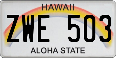 HI license plate ZWE503