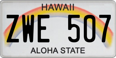 HI license plate ZWE507