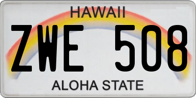 HI license plate ZWE508