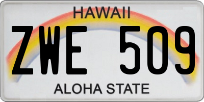 HI license plate ZWE509