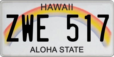 HI license plate ZWE517