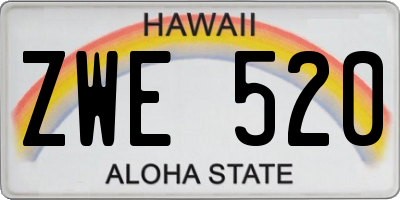 HI license plate ZWE520