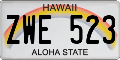 HI license plate ZWE523