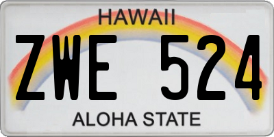 HI license plate ZWE524