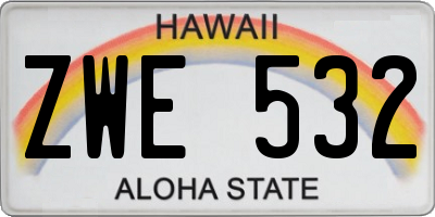 HI license plate ZWE532