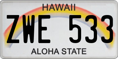 HI license plate ZWE533