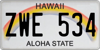 HI license plate ZWE534