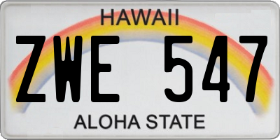 HI license plate ZWE547