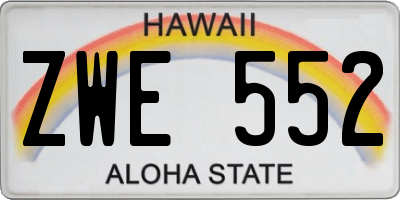 HI license plate ZWE552