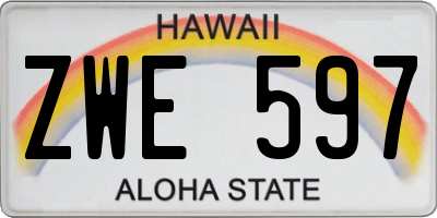 HI license plate ZWE597