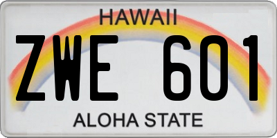 HI license plate ZWE601