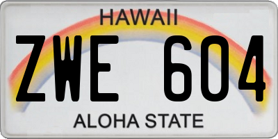 HI license plate ZWE604