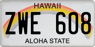HI license plate ZWE608