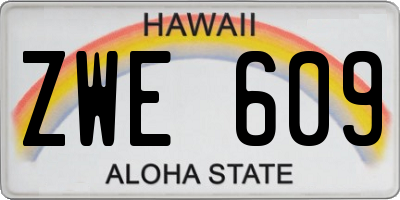 HI license plate ZWE609