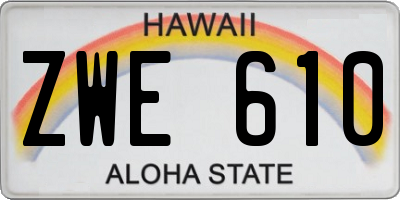 HI license plate ZWE610