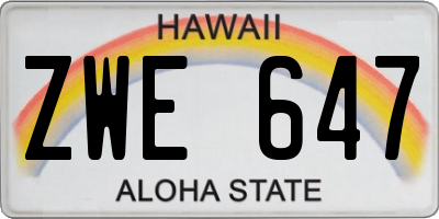 HI license plate ZWE647