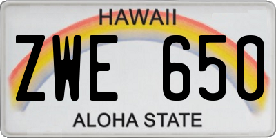 HI license plate ZWE650