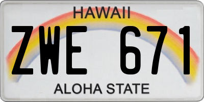 HI license plate ZWE671