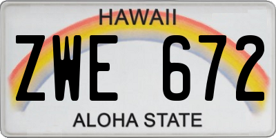 HI license plate ZWE672
