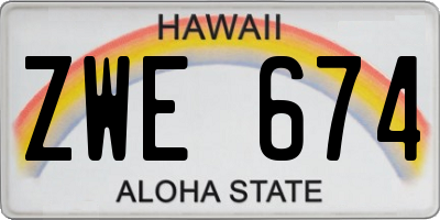 HI license plate ZWE674