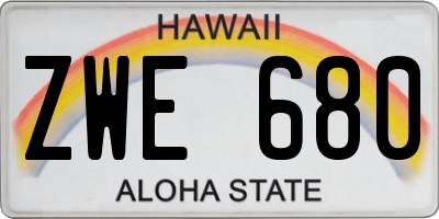 HI license plate ZWE680