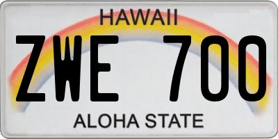 HI license plate ZWE700
