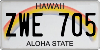 HI license plate ZWE705