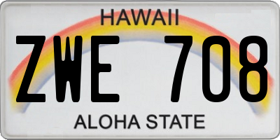 HI license plate ZWE708