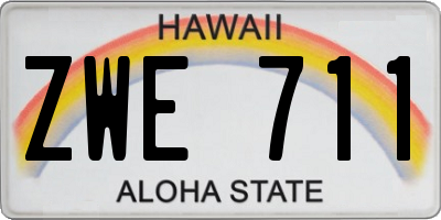 HI license plate ZWE711