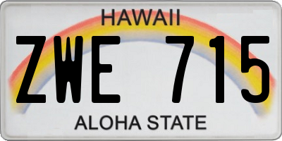 HI license plate ZWE715