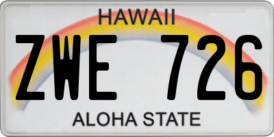 HI license plate ZWE726