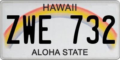 HI license plate ZWE732