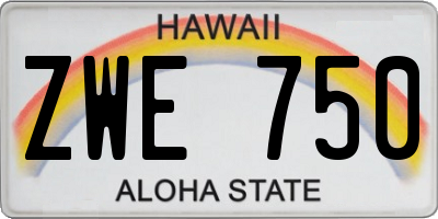 HI license plate ZWE750