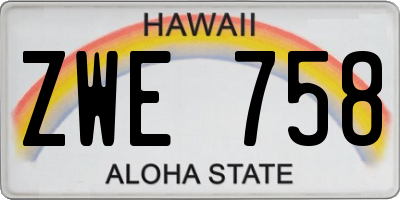 HI license plate ZWE758