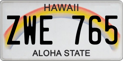 HI license plate ZWE765