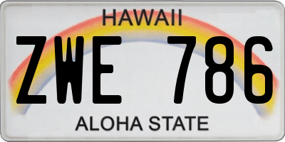 HI license plate ZWE786