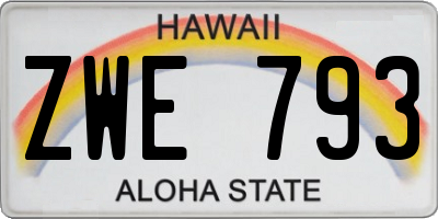 HI license plate ZWE793