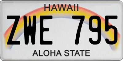 HI license plate ZWE795