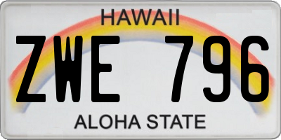HI license plate ZWE796