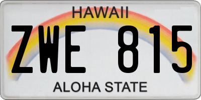 HI license plate ZWE815