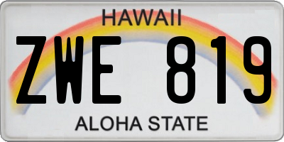 HI license plate ZWE819