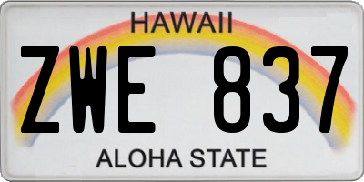 HI license plate ZWE837