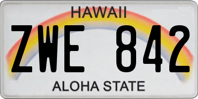 HI license plate ZWE842