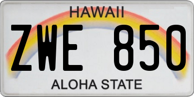 HI license plate ZWE850