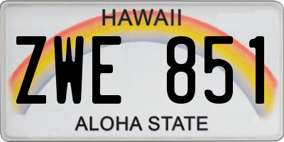 HI license plate ZWE851