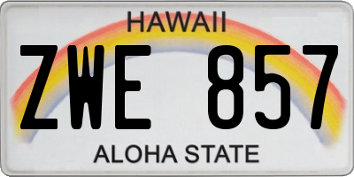 HI license plate ZWE857