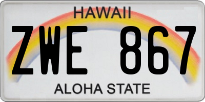 HI license plate ZWE867