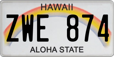 HI license plate ZWE874