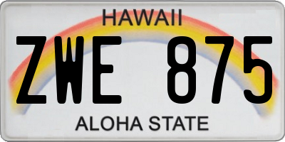 HI license plate ZWE875