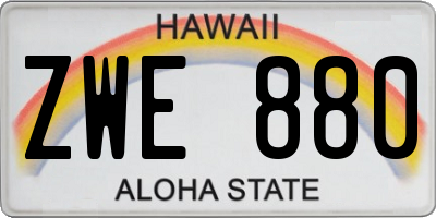 HI license plate ZWE880